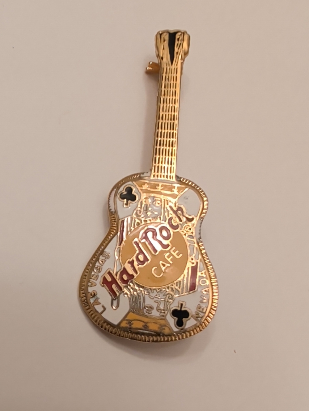 Hard Rock Cafe Gold and White Guitar Pin - Kids Collectible